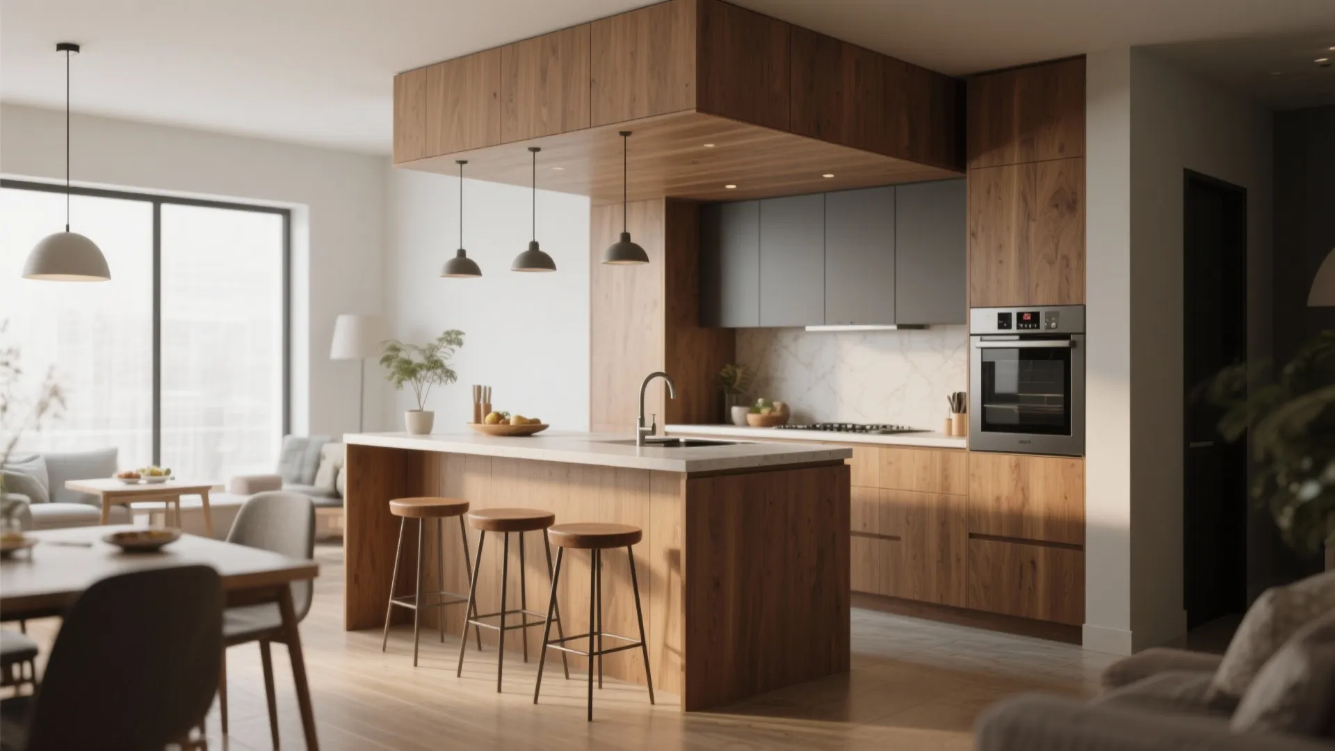 5. Multifunctional island with seating