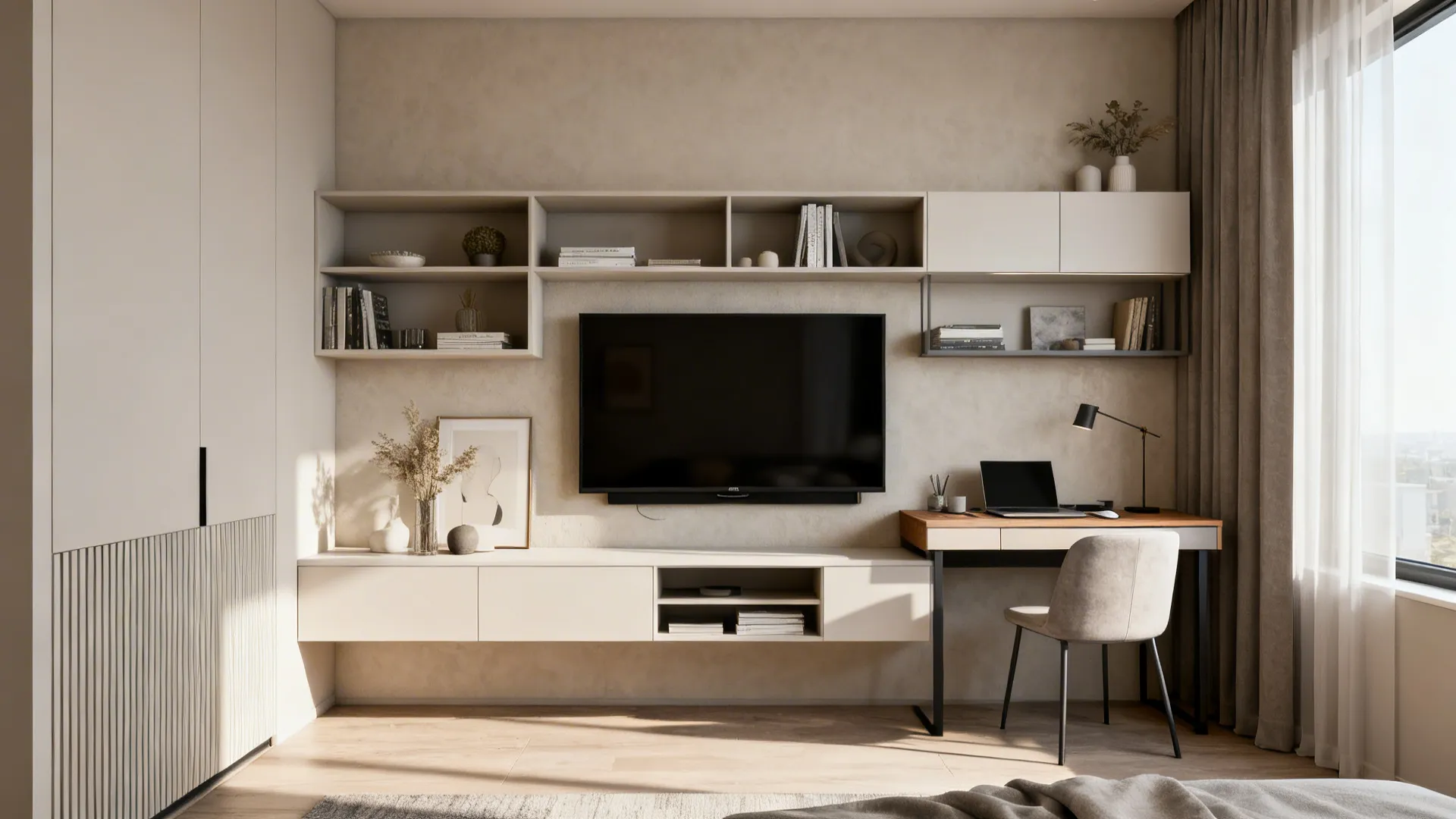 3. TV as part of a multifunctional wall