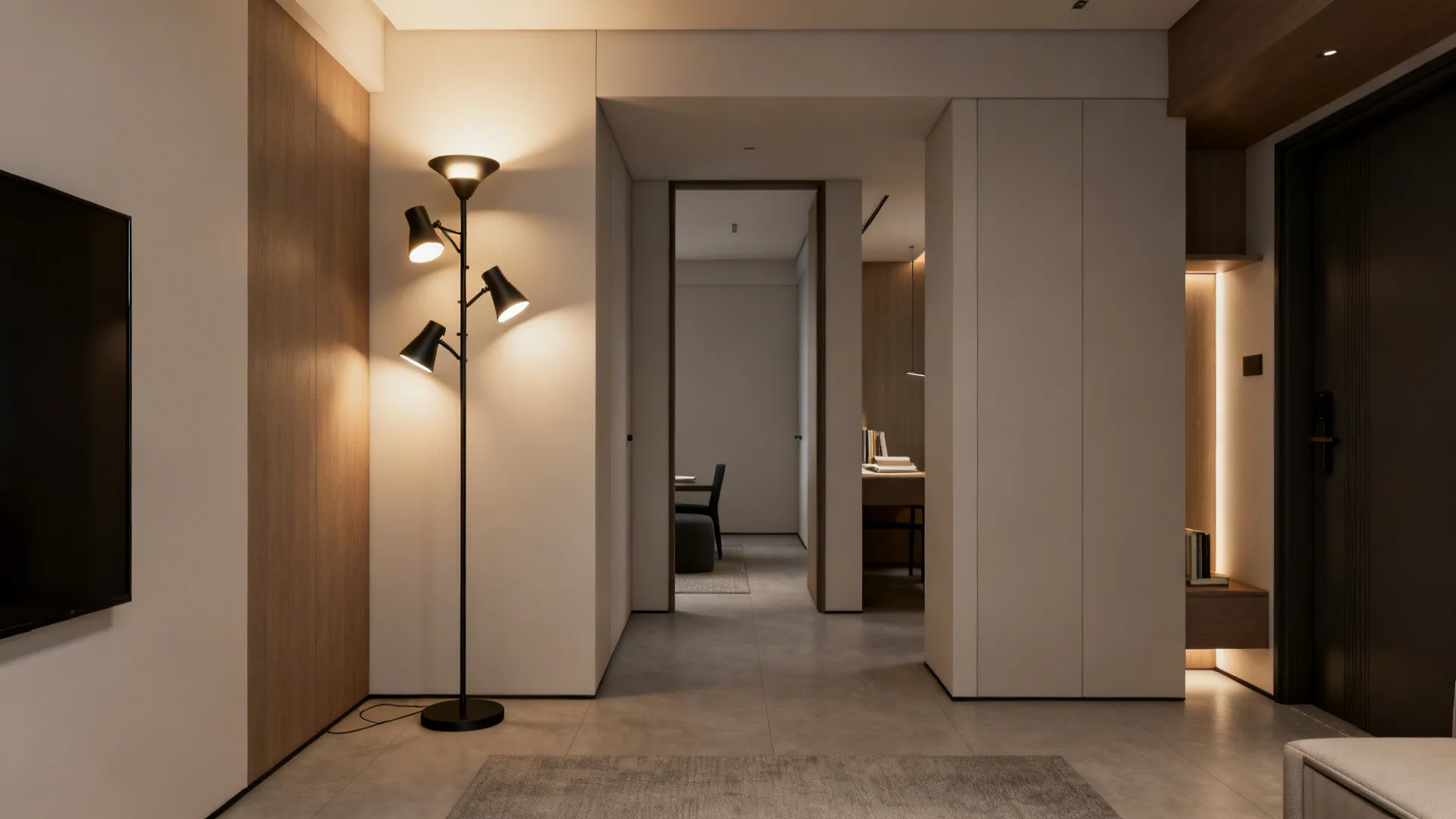 3. Multi-head torchiere for layered illumination