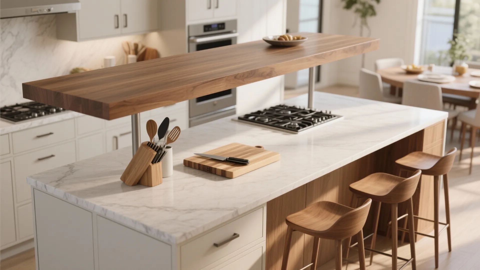 1. Multilevel Counter: Dining Tier + Prep Tier