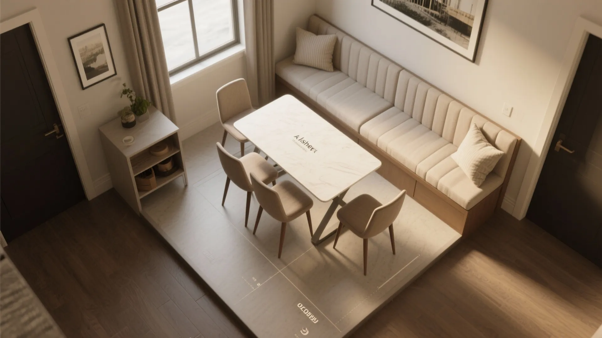3. Multi-Use Nook: Bench Seating + Foldable Table