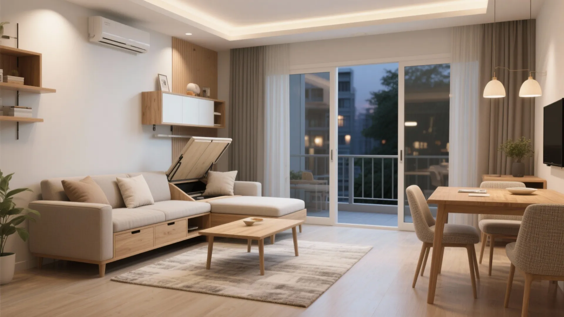 Smart multipurpose furniture for 2 BHK living