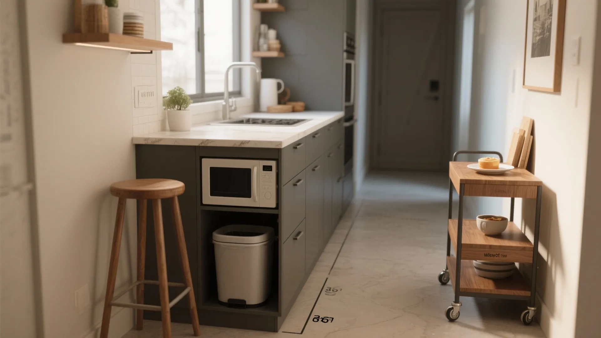 5. Multipurpose island and hidden storage