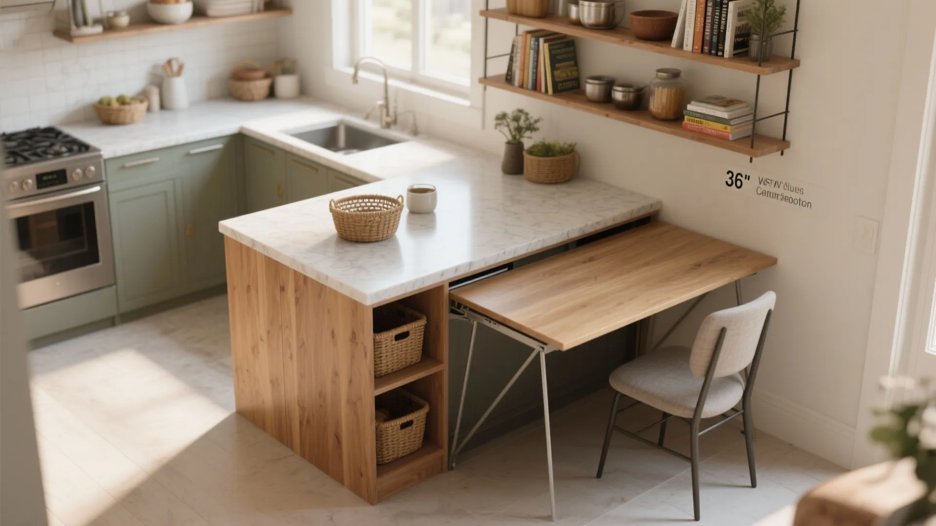 4. Multipurpose islands and fold-down counters