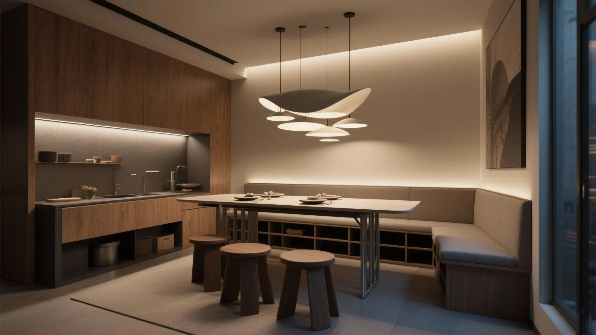 Multipurpose furniture and sculptural lighting