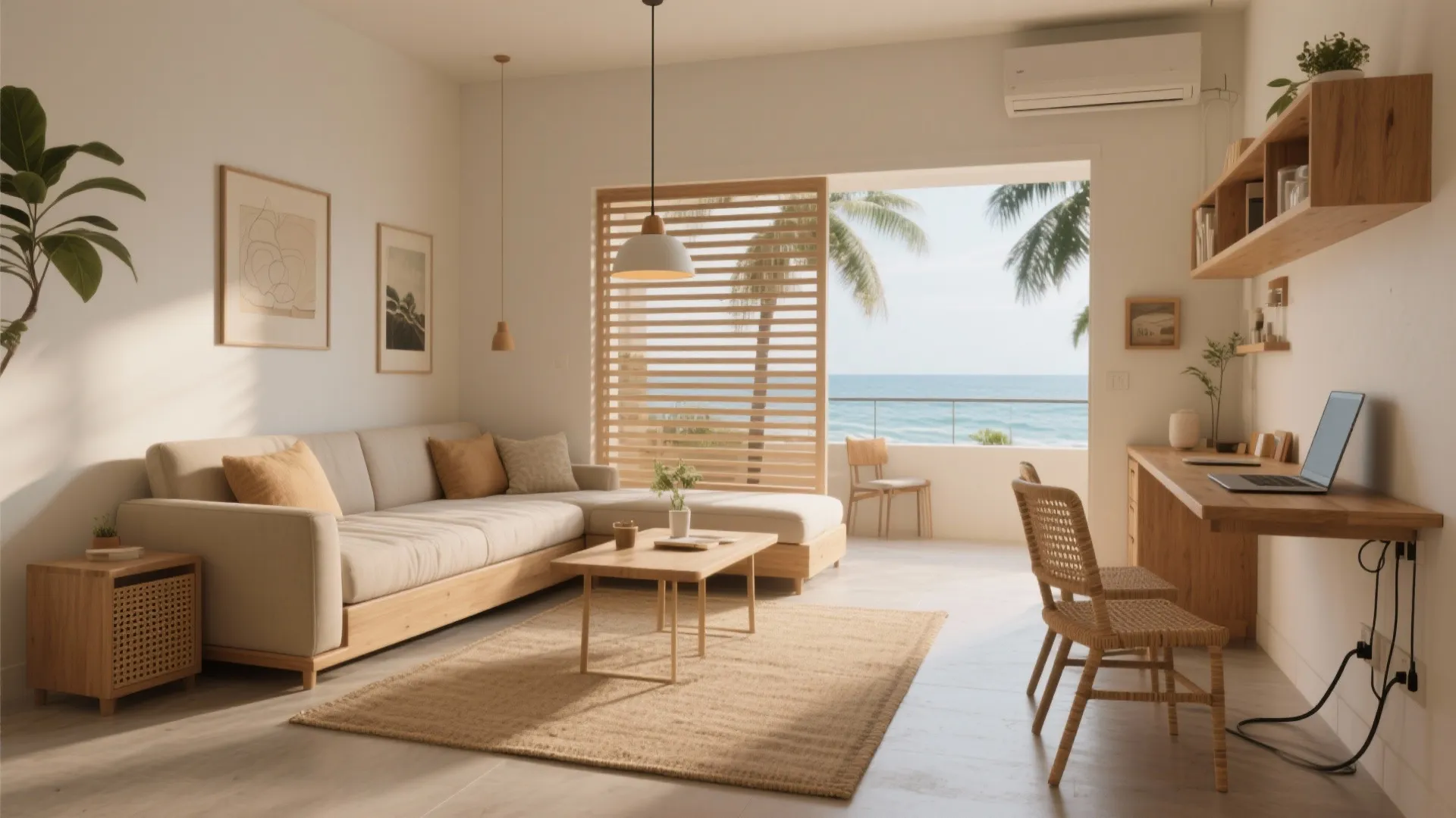 Multipurpose Living: Sofa Bed, Fold-Down Table, Subtle Zoning