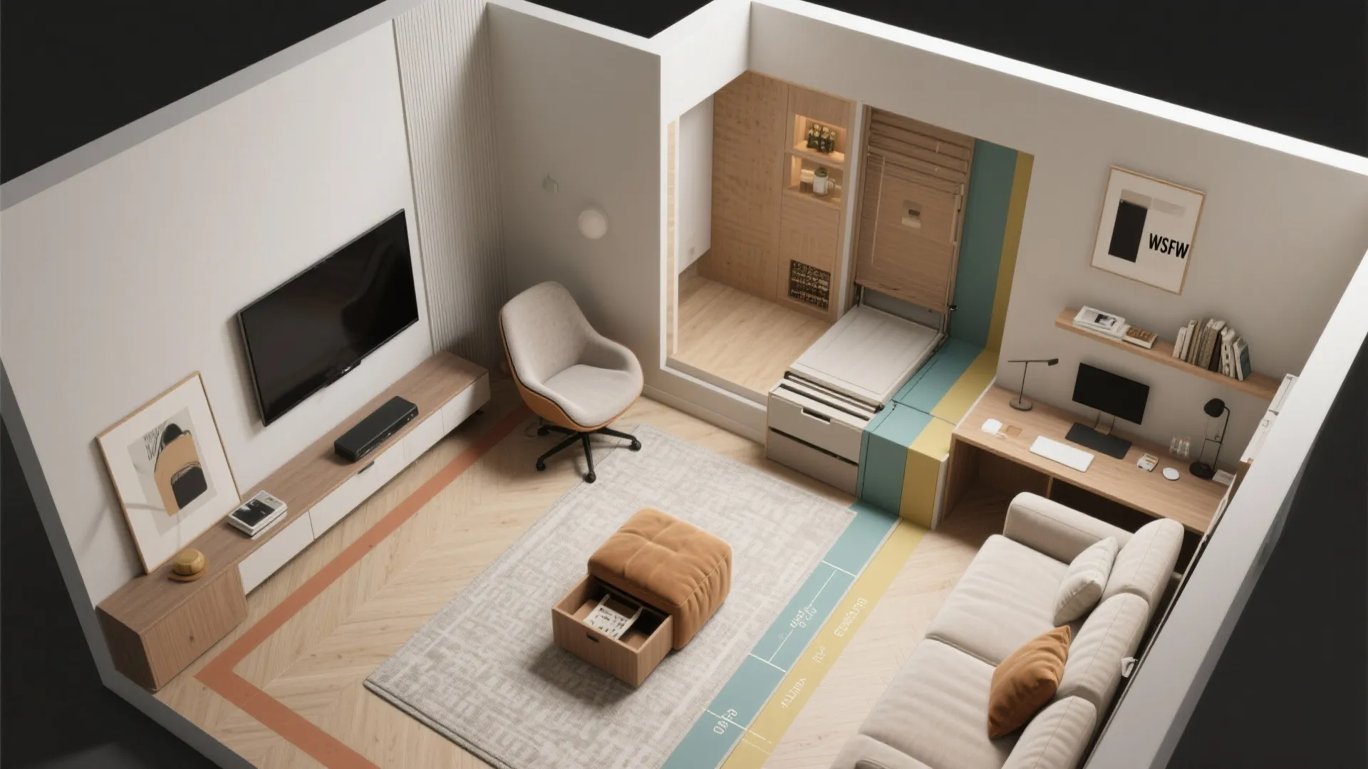 3. Multipurpose Furniture + Nook Zones