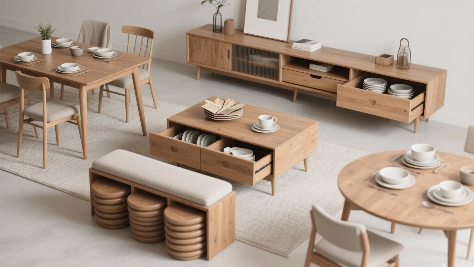 2. Use multipurpose pieces that hide clutter