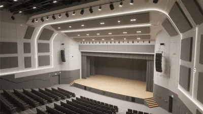 Modern Auditorium Design with Acoustic Panels