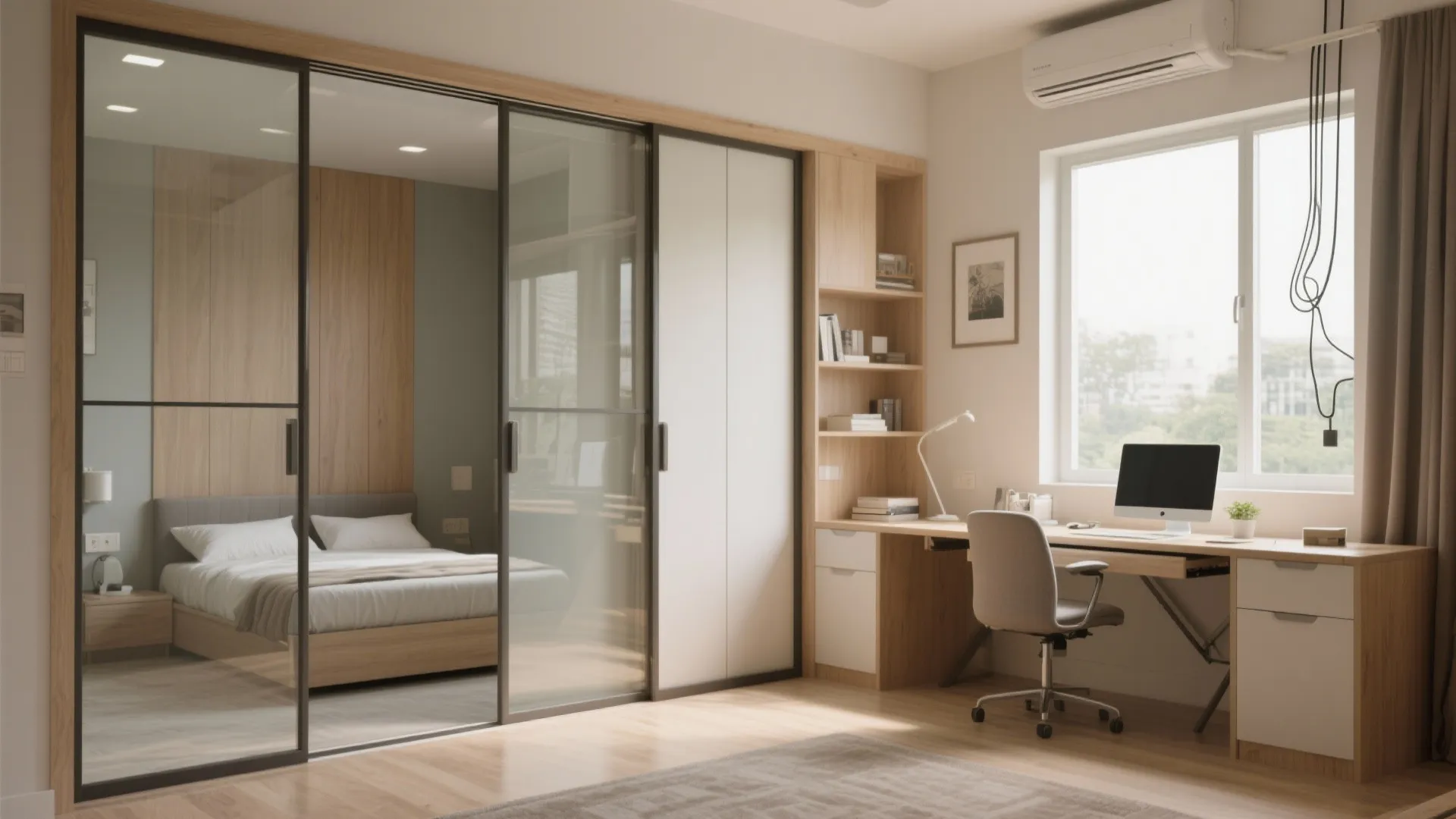 Smart multipurpose zones in a 3 BHK: study-by-day, guest-by-night