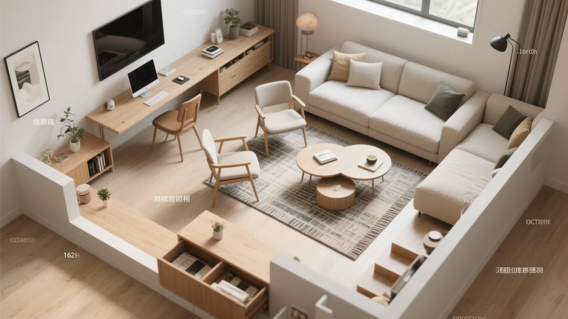 Multipurpose furniture and zoning
