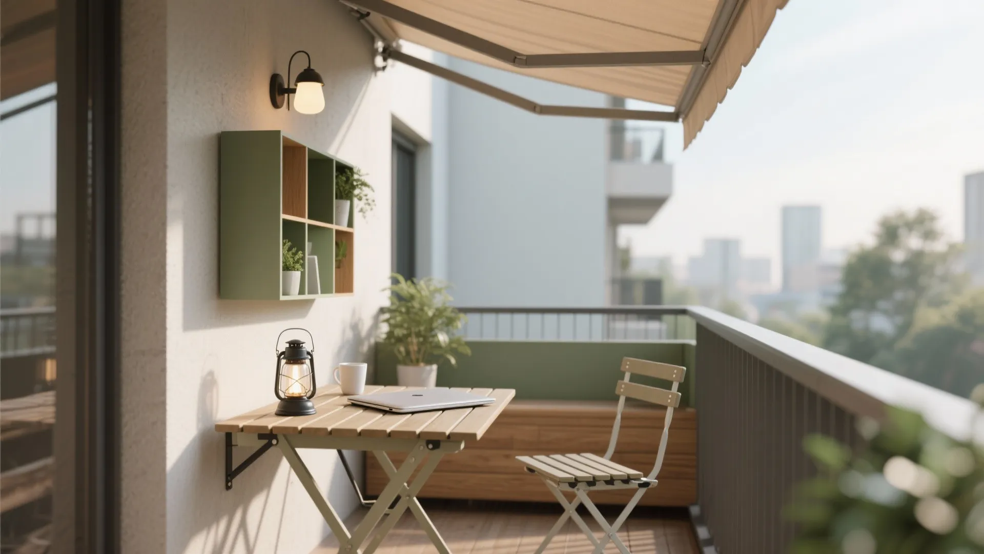 Multi-Use Balcony: Work, Coffee, and Micro Dining