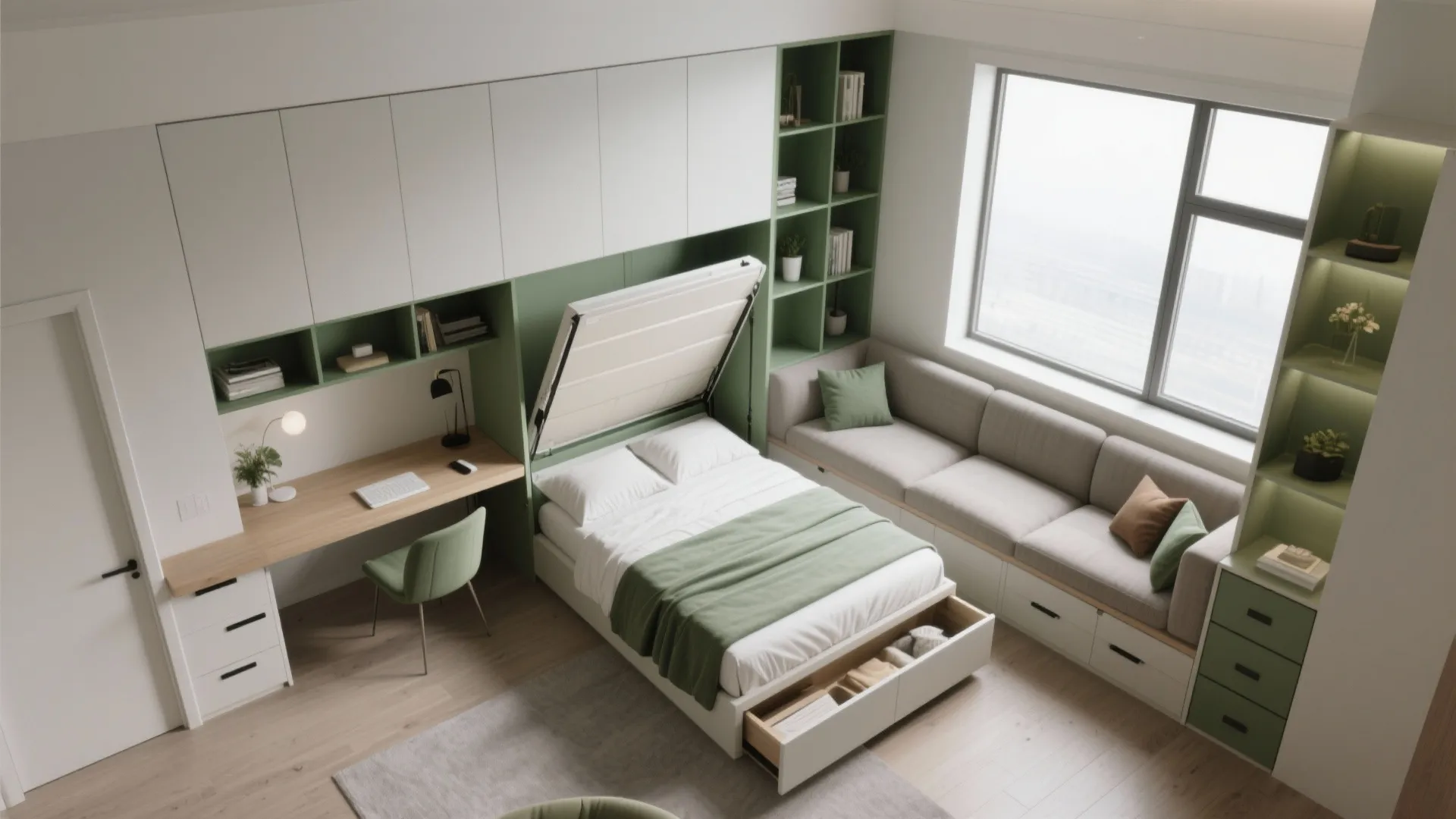 2. Convert one bedroom into a multi-use room