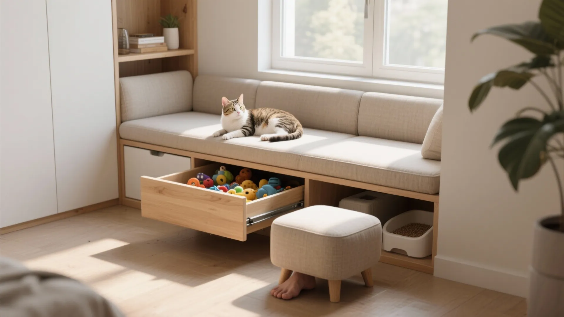 2. Multi-use furniture: benches, carriers and hidden storage