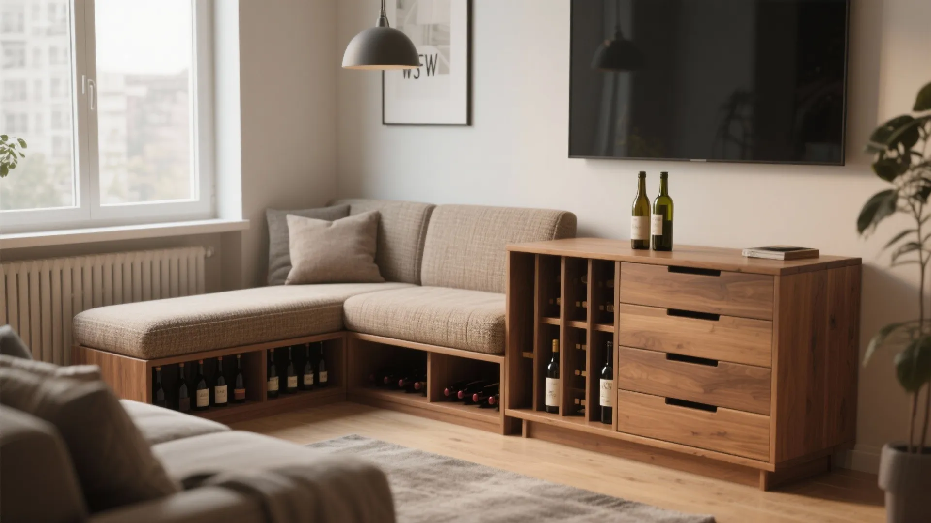 5. Multi-use furniture and hidden cabinets