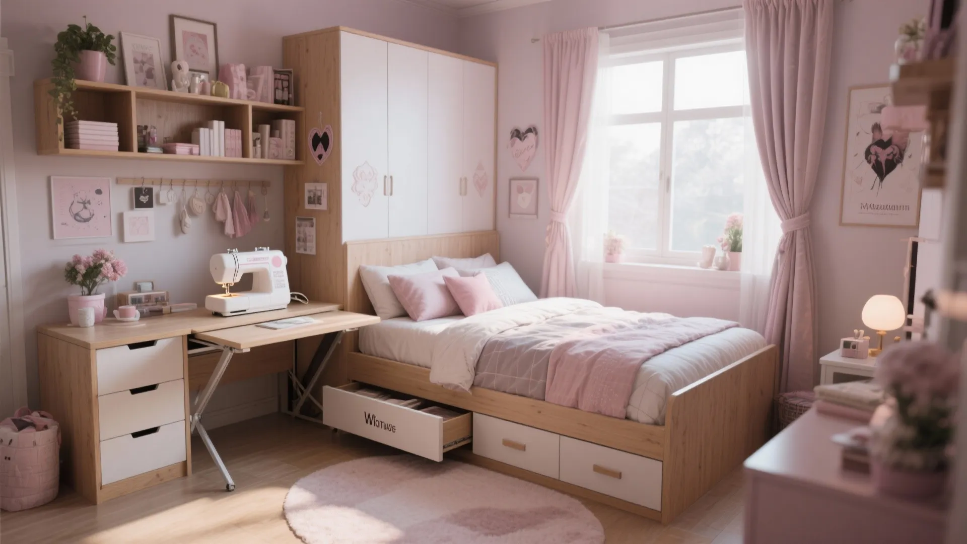 Compact furniture with storage for cosplay crafting