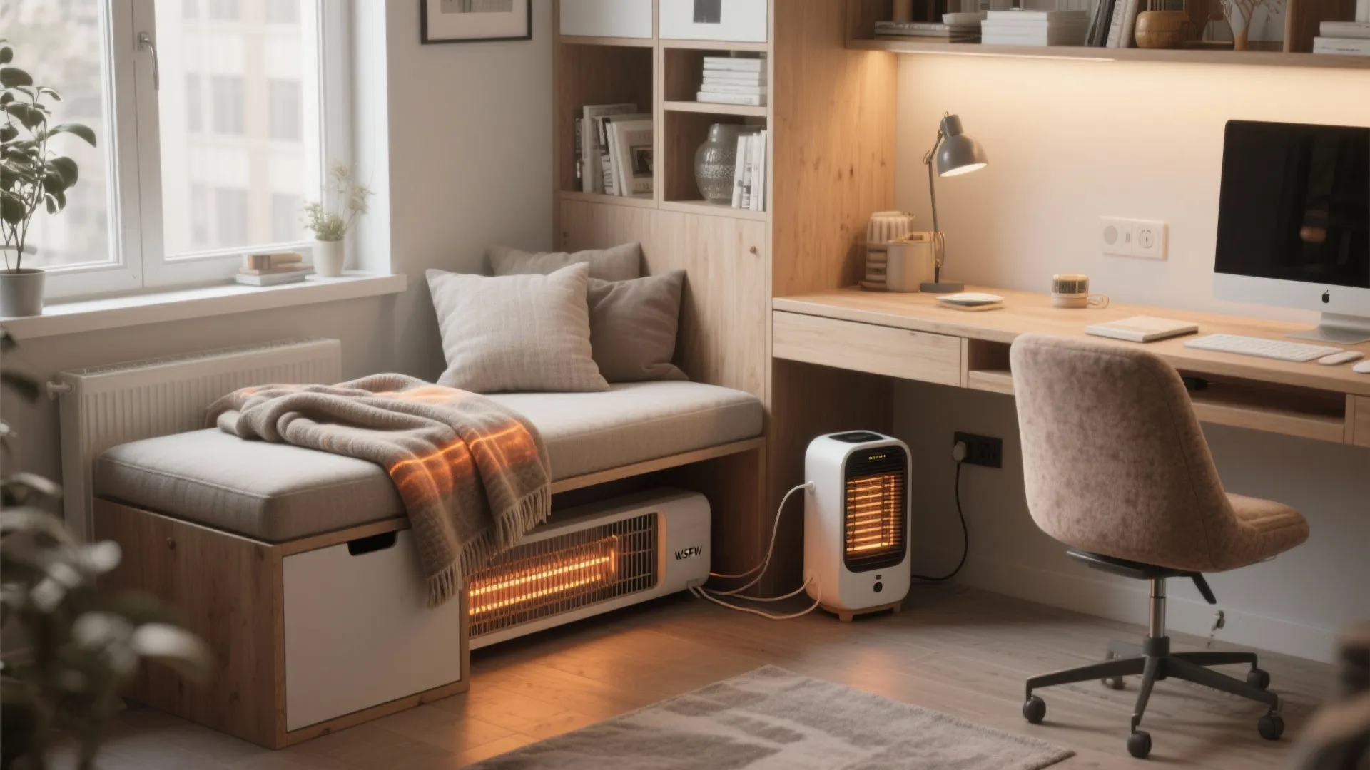 3. Combine heating with multi-use furniture