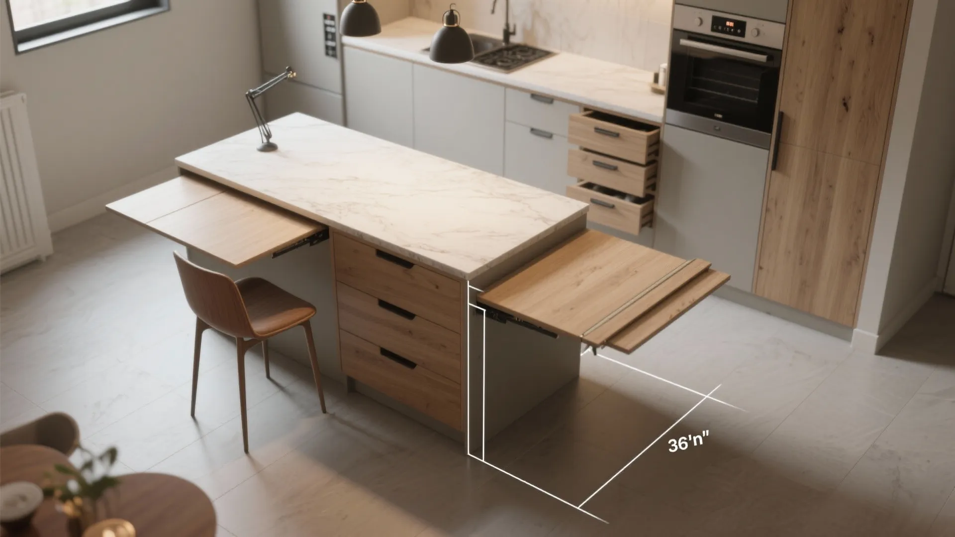 4. Multi-use islands and fold-away counters