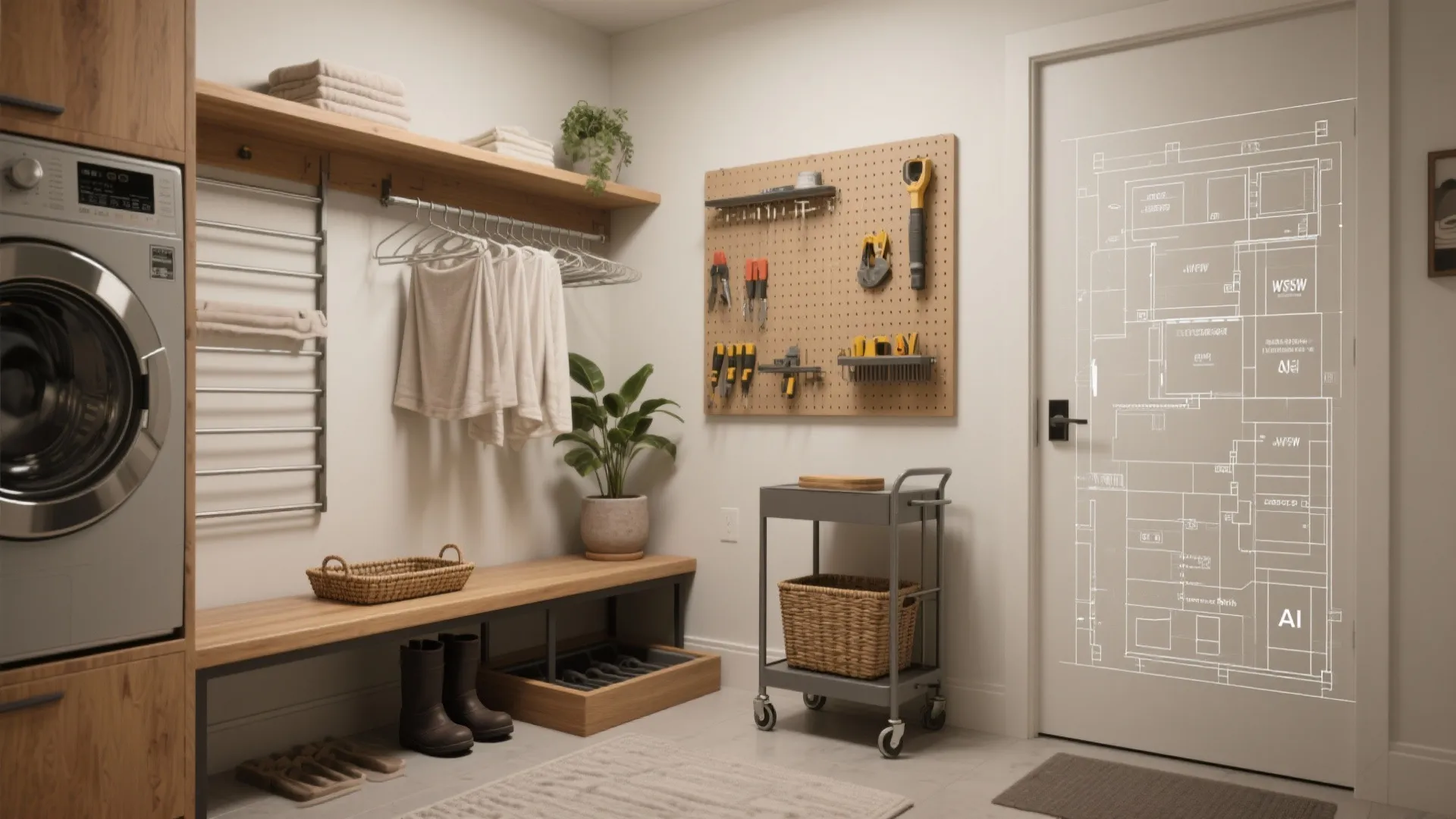 5. Multi-use laundry corner with AI ideas