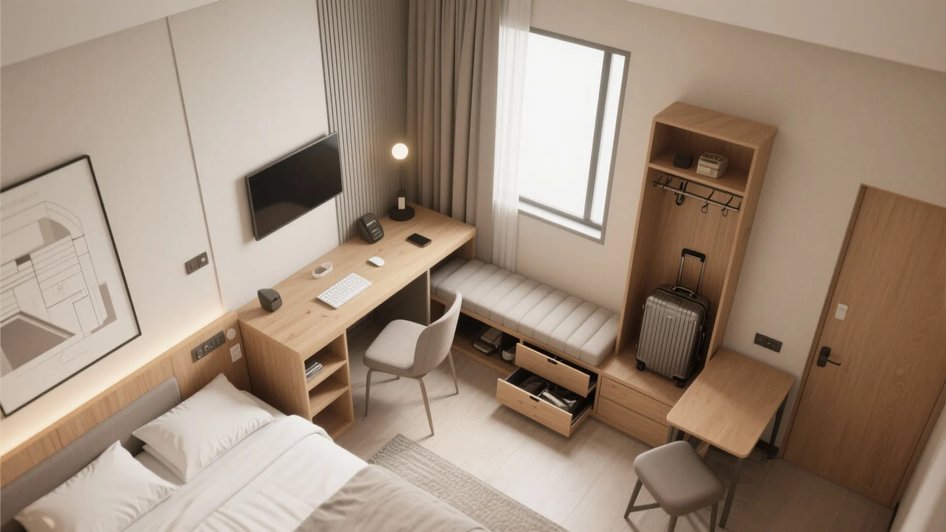 3. Multi-use furniture that doubles as storage or workspace