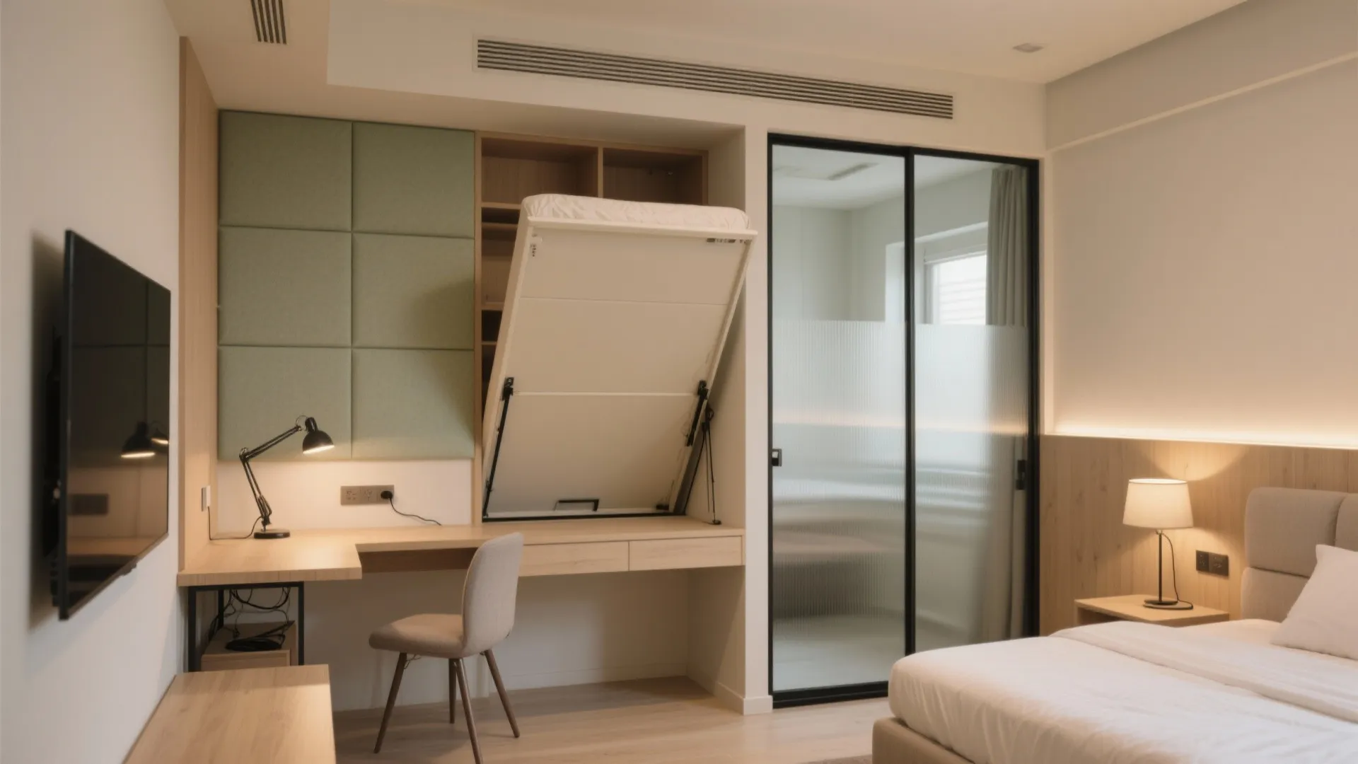 Flexible multi-use room: guest–study–hobby in one