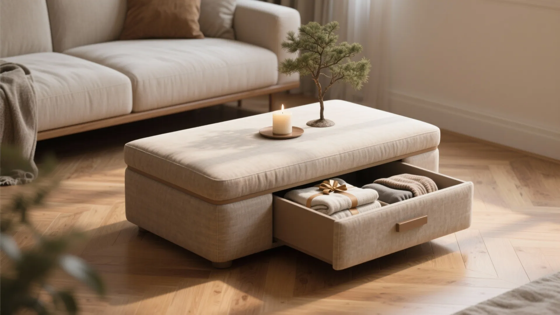 3. Multi-Use Seating with Festive Flair