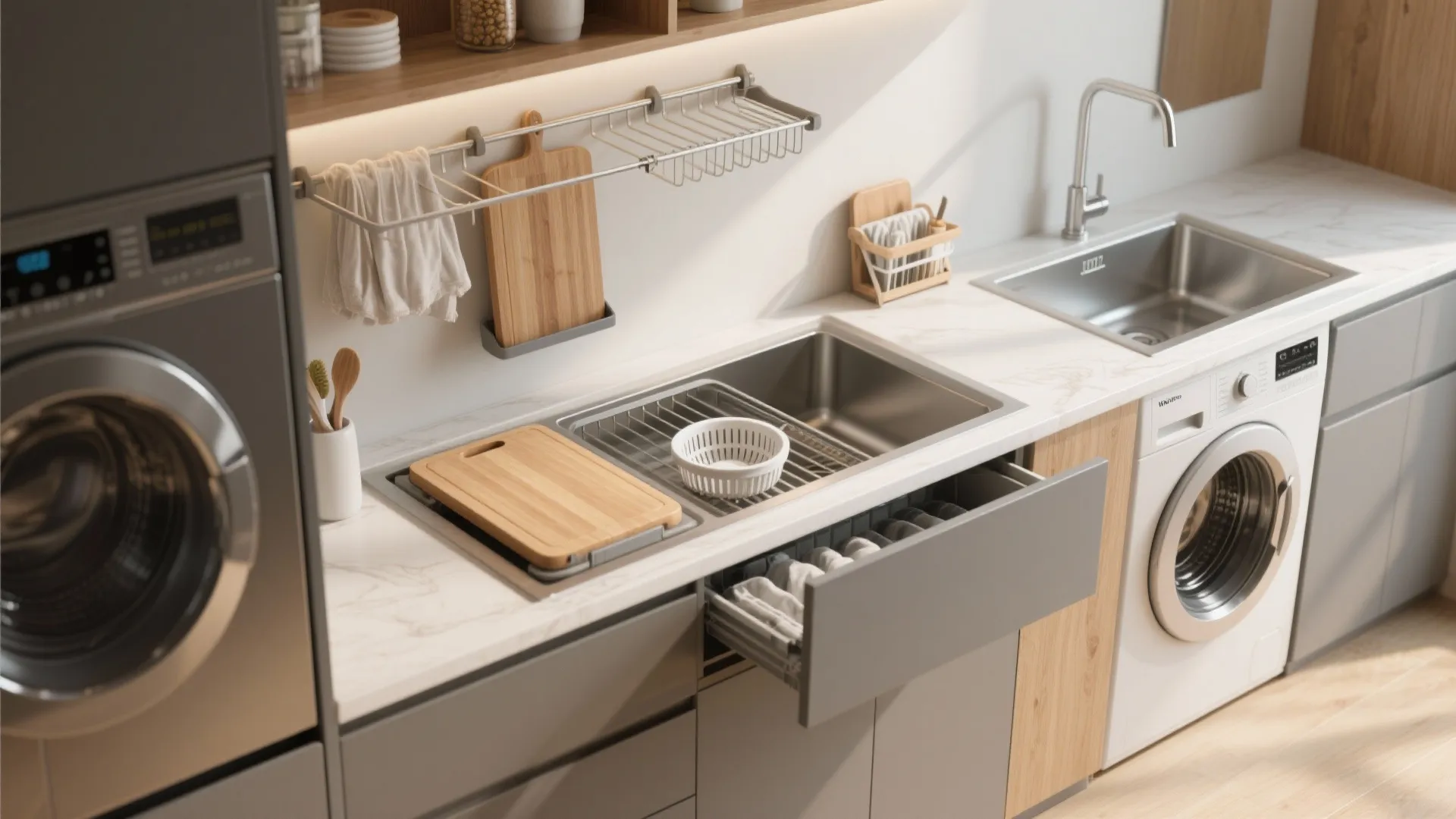 5. Multi-use sink with folding station and visualization
