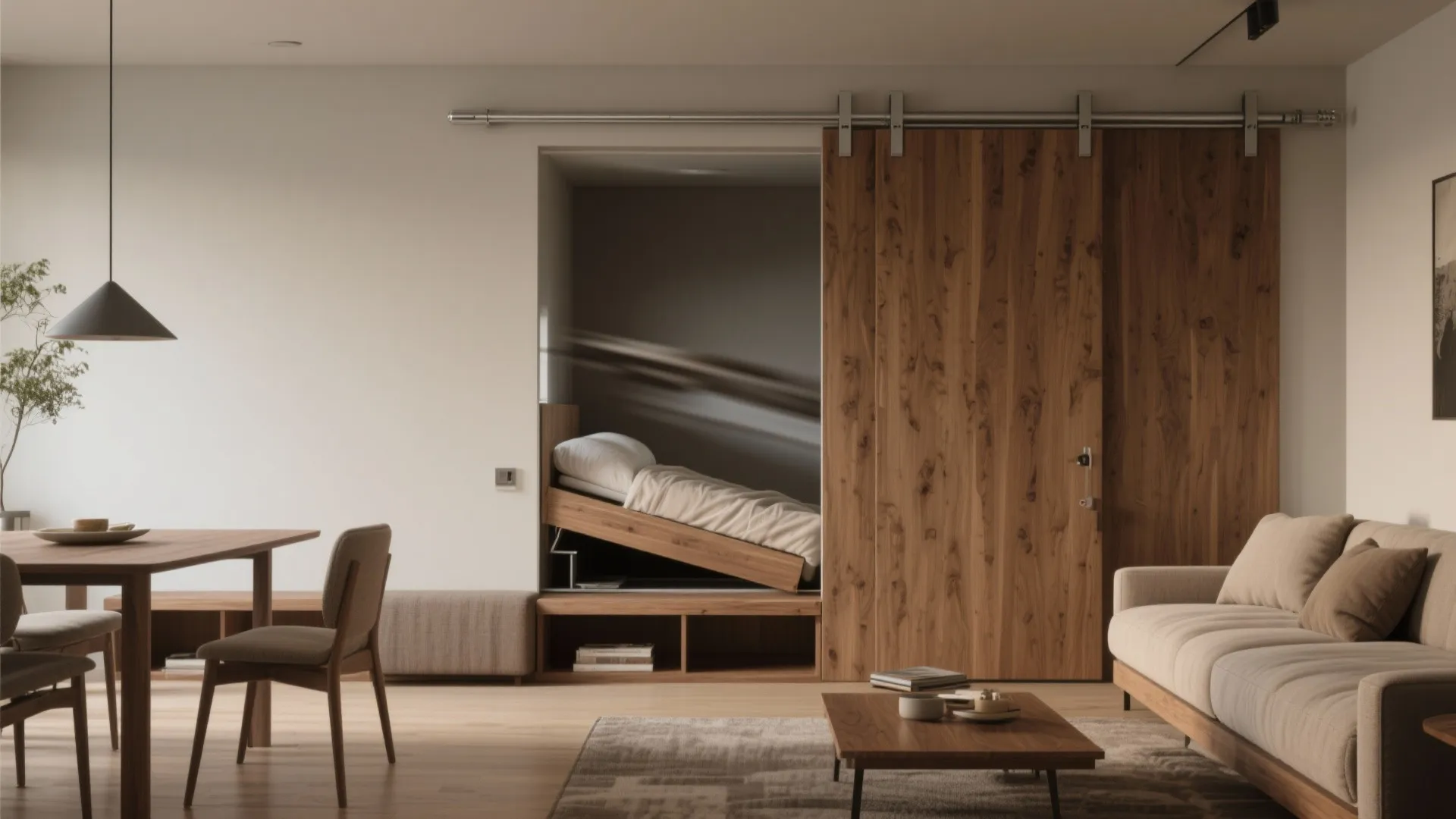 3. Multi-use furniture and sliding partitions