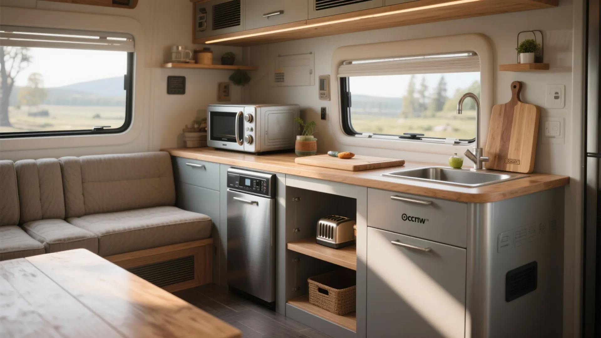 3. Multi-use appliances and wraparound seating