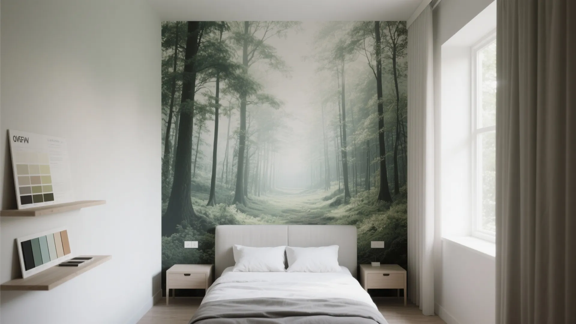 2. Oversized mural or wallpaper