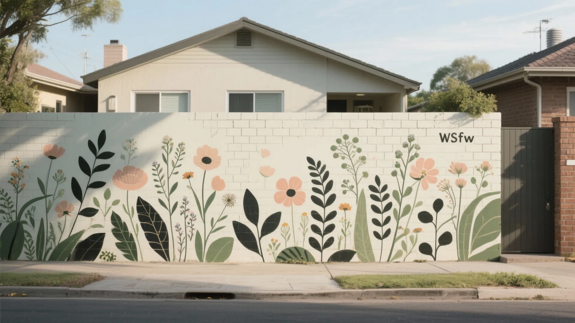 Hand-Painted Botanical Mural