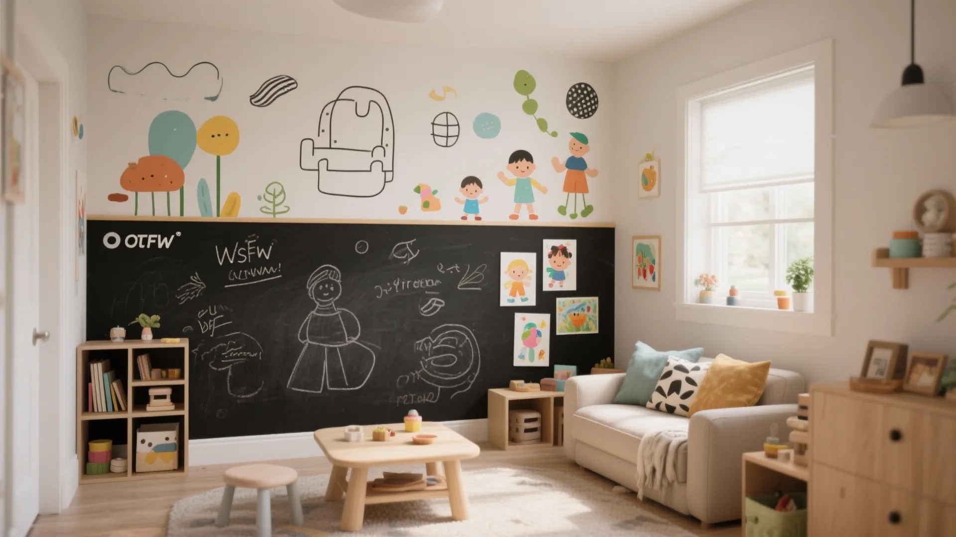 5. Playful Mural or Chalkboard Pattern