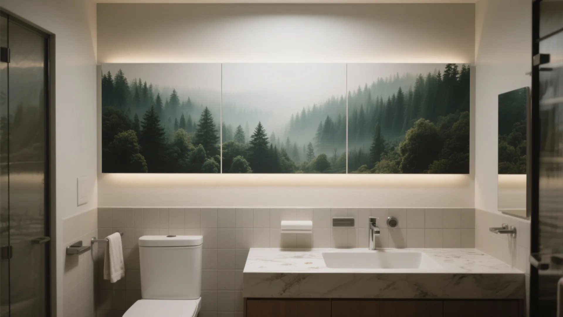 4. Large mural or horizon scene to create depth