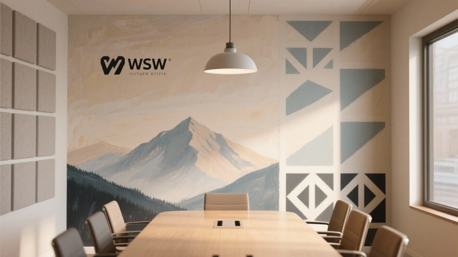 4. Mural or geometric feature for brand personality