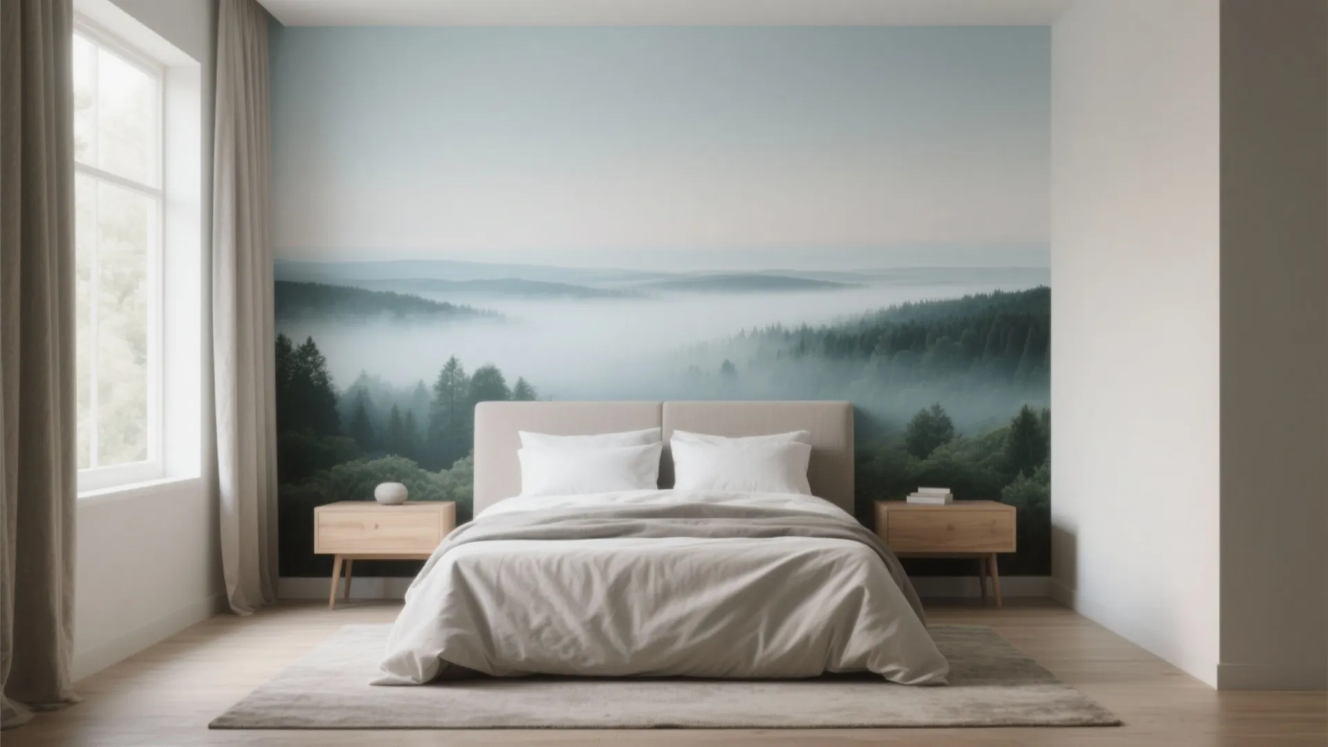 Mural Accent Wall Behind the Headboard