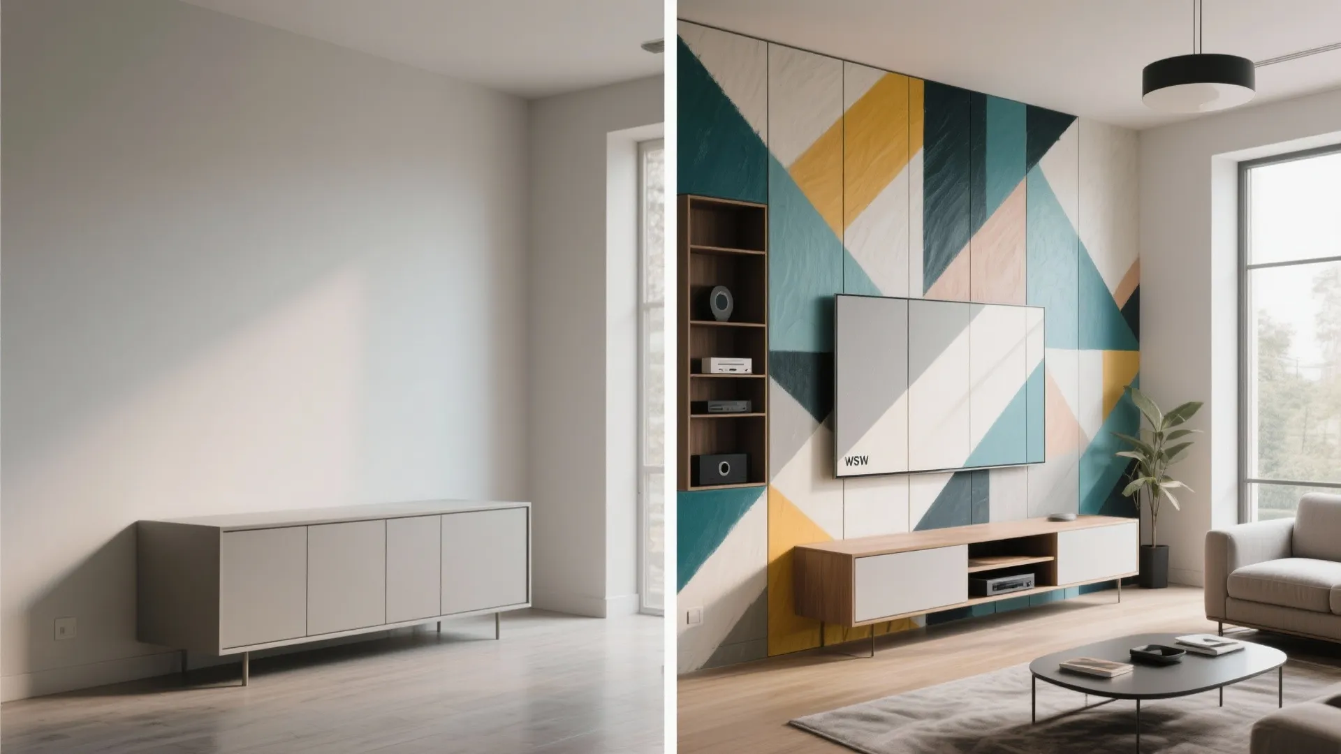 5. Painted Mural Panels or Hidden Storage