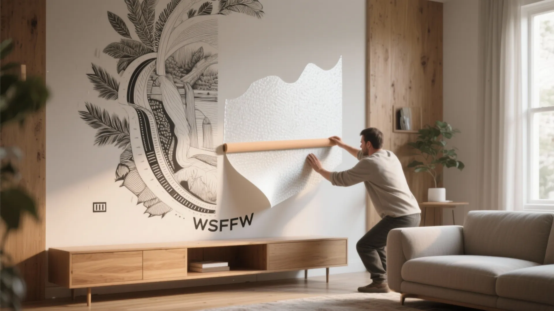 1. Large-scale mural stickers for a feature wall