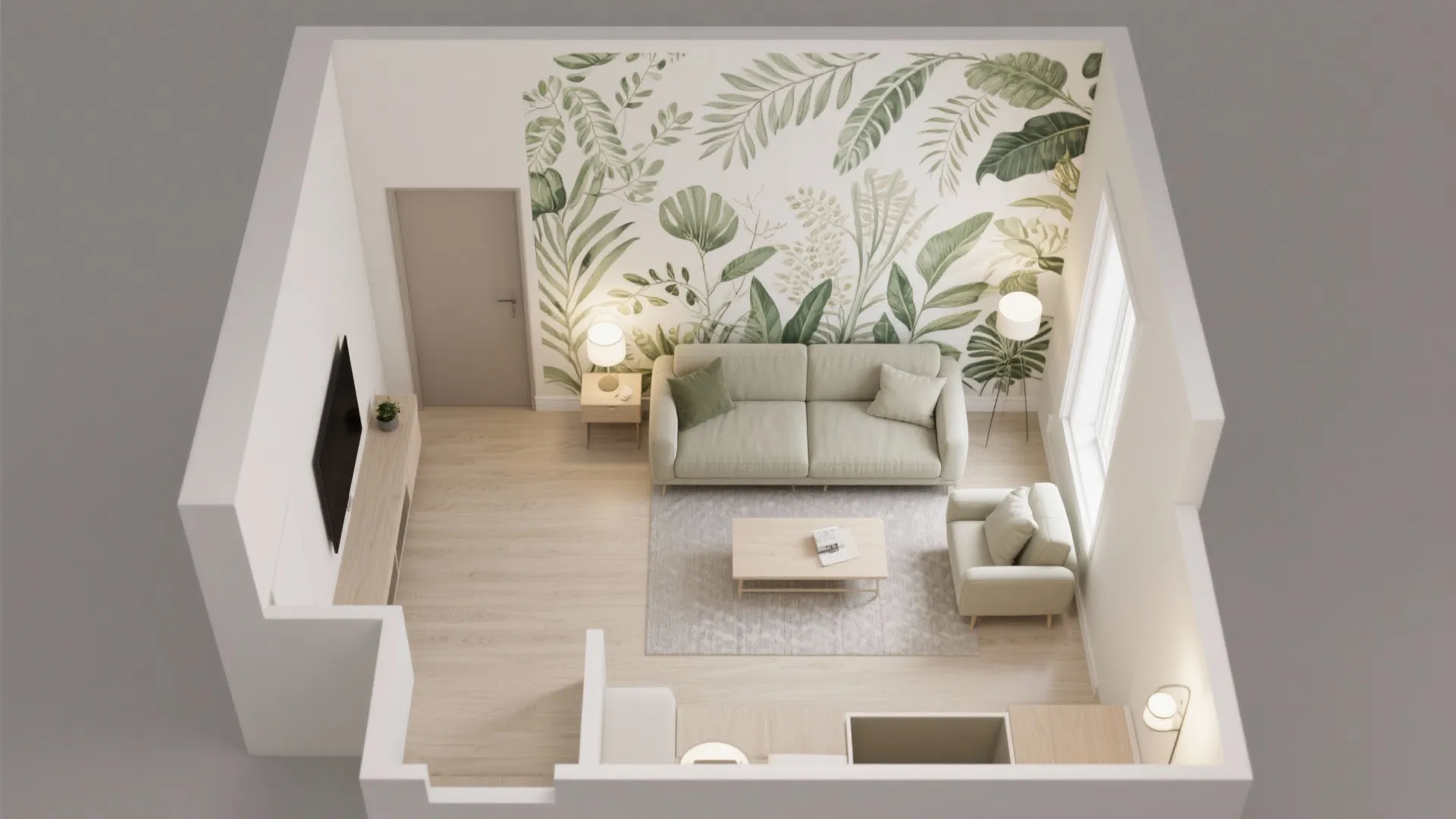 2) Large-Scale Botanical Murals (One Wall, Big Calm)