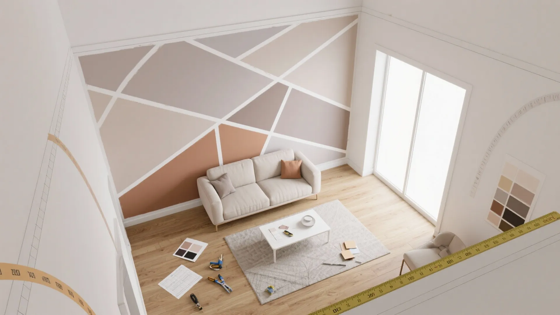Soft Geometry Mural: Calm, Structured, and Space-Savvy
