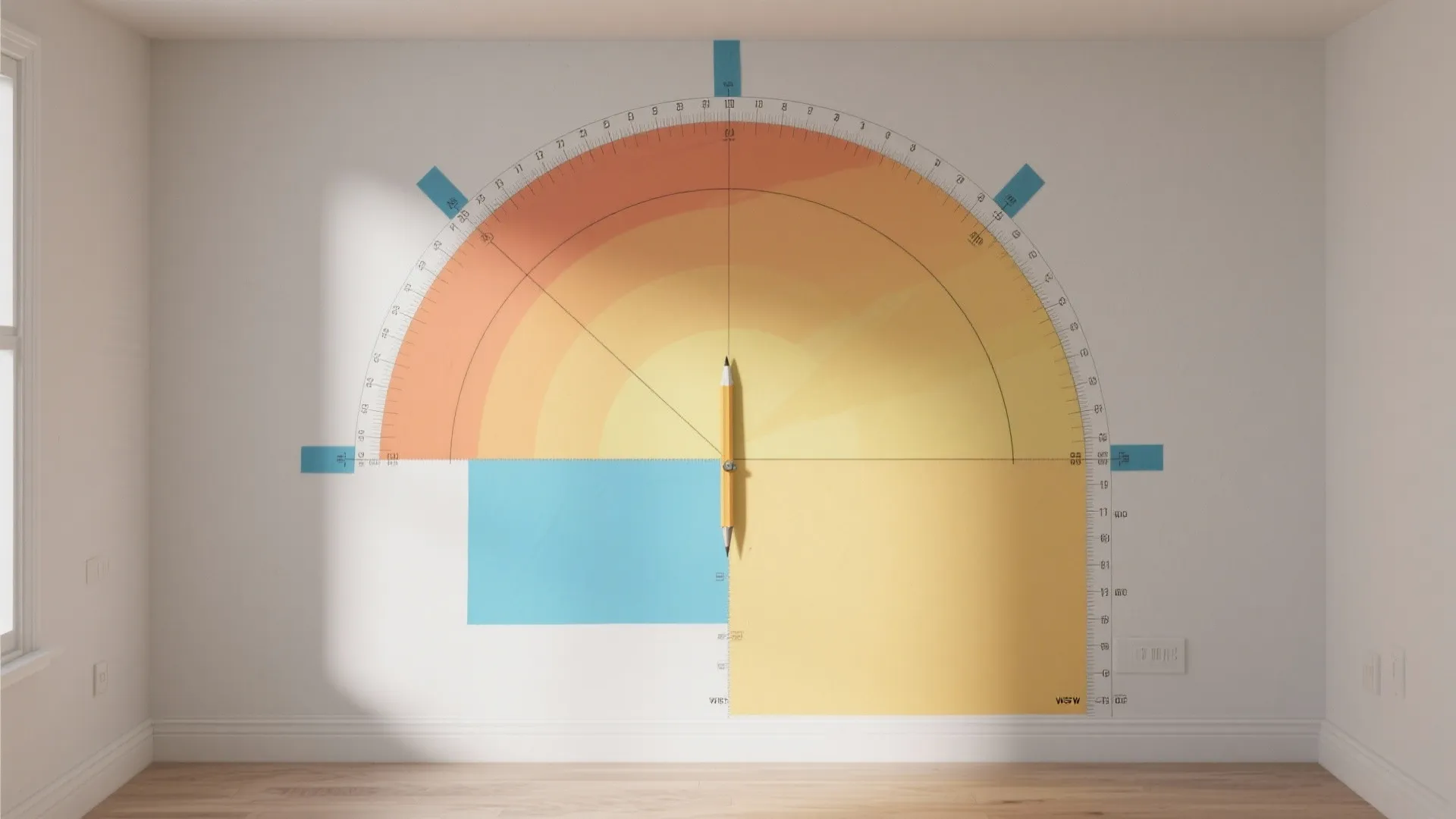 2) Bold Geometric Murals That Zone a Room