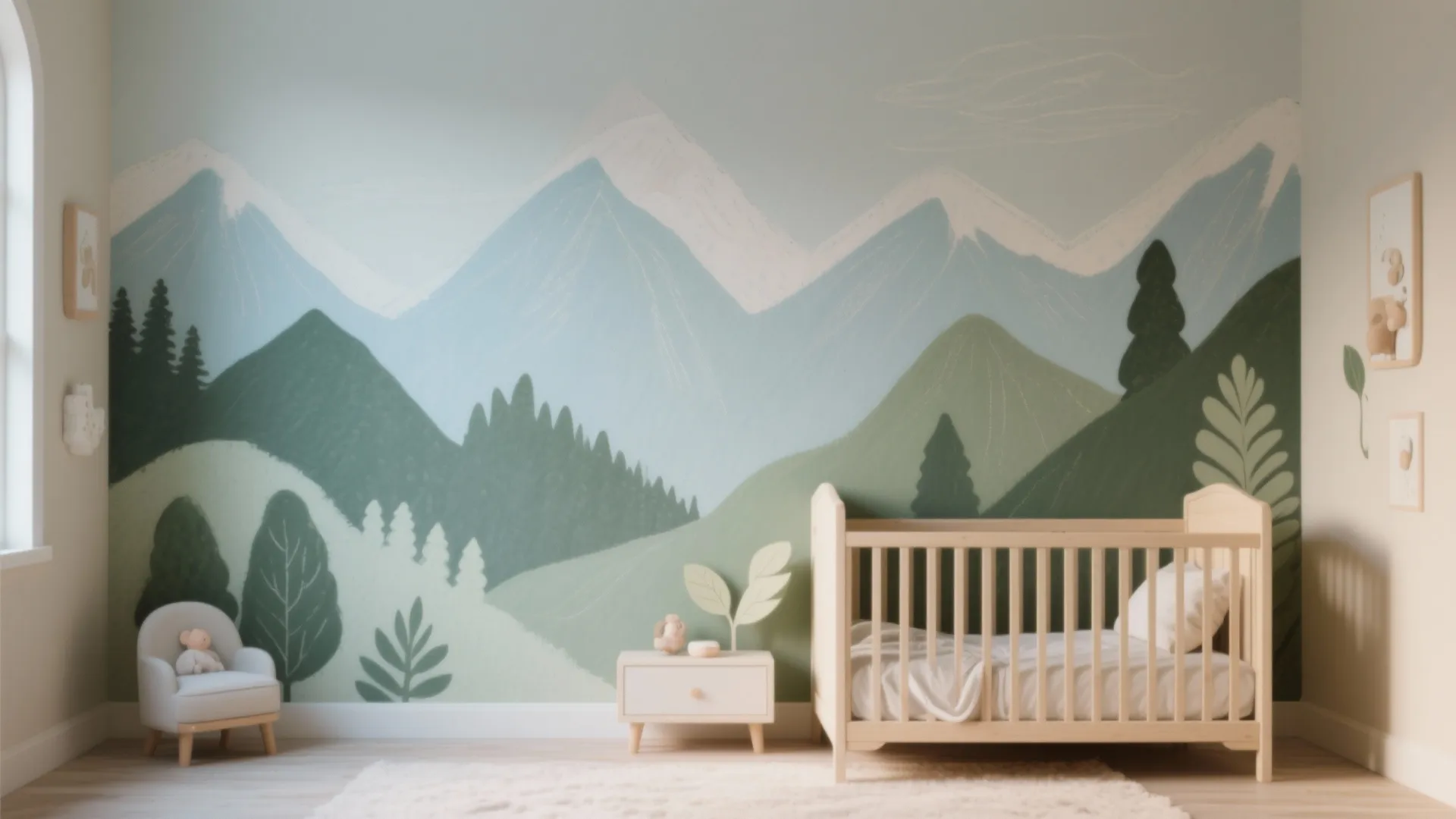 Nature-Inspired Hand-Painted Mural Feature