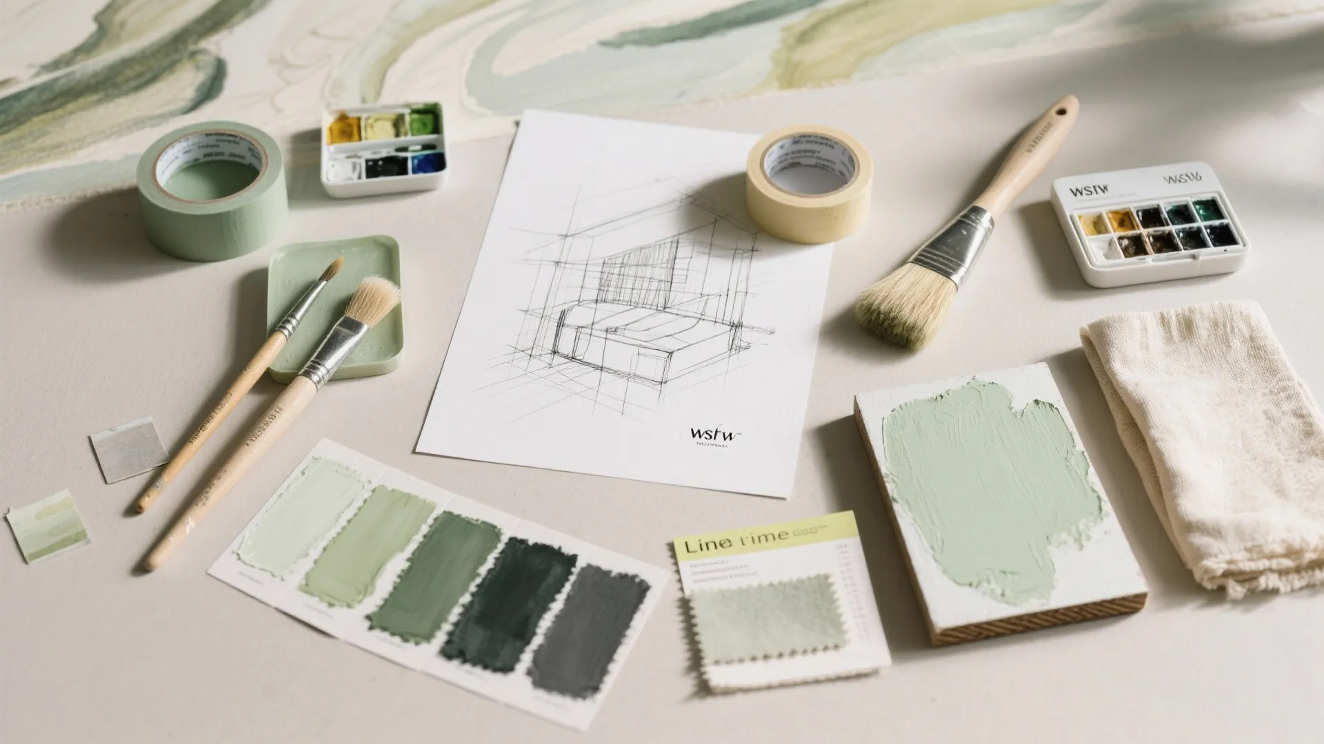 4) Soft murals and large-scale botanical washes