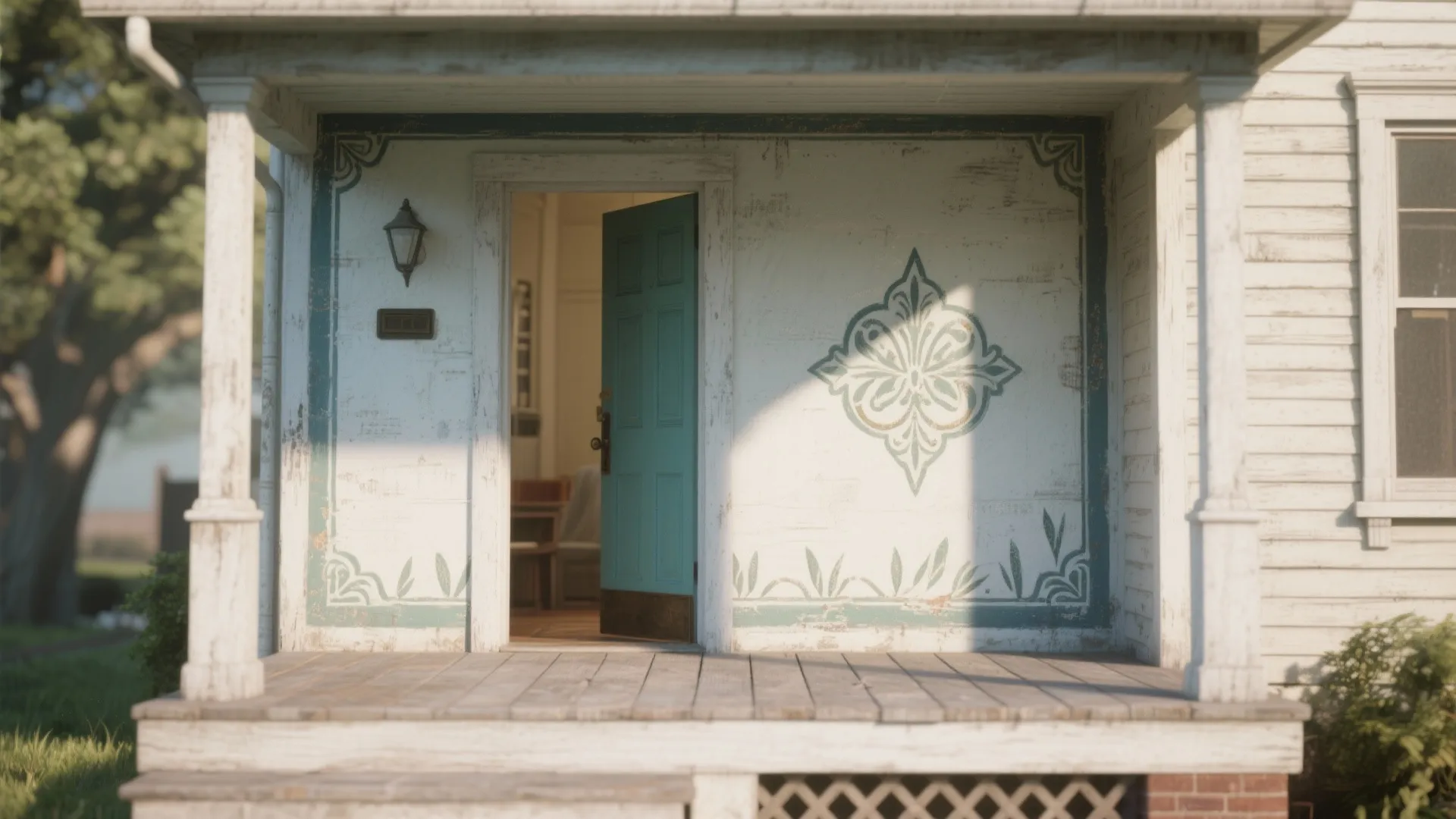 5. Mural accents, stencils, and coordinated interior-exterior palettes