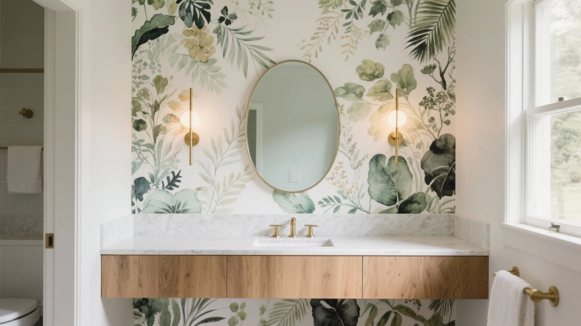 Botanical or Scenic Mural as a Focal Wall