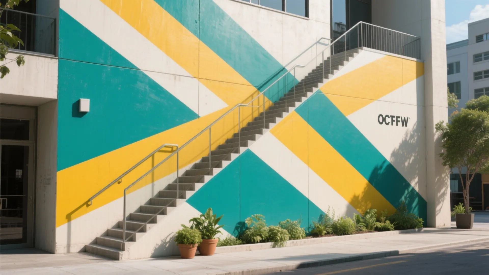 2. Bold Accent Murals and Graphic Blocks