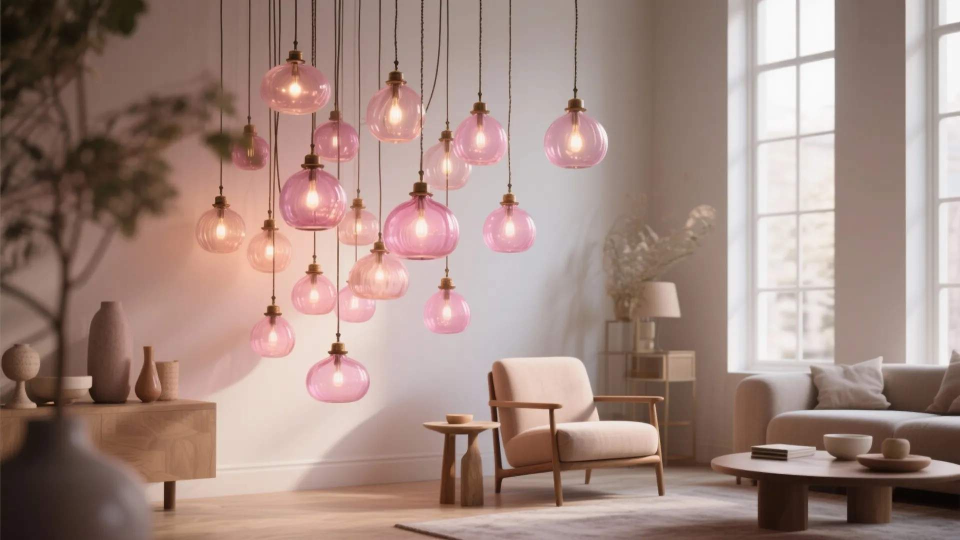 1. Mini Murano-style Pink Pendant Cluster