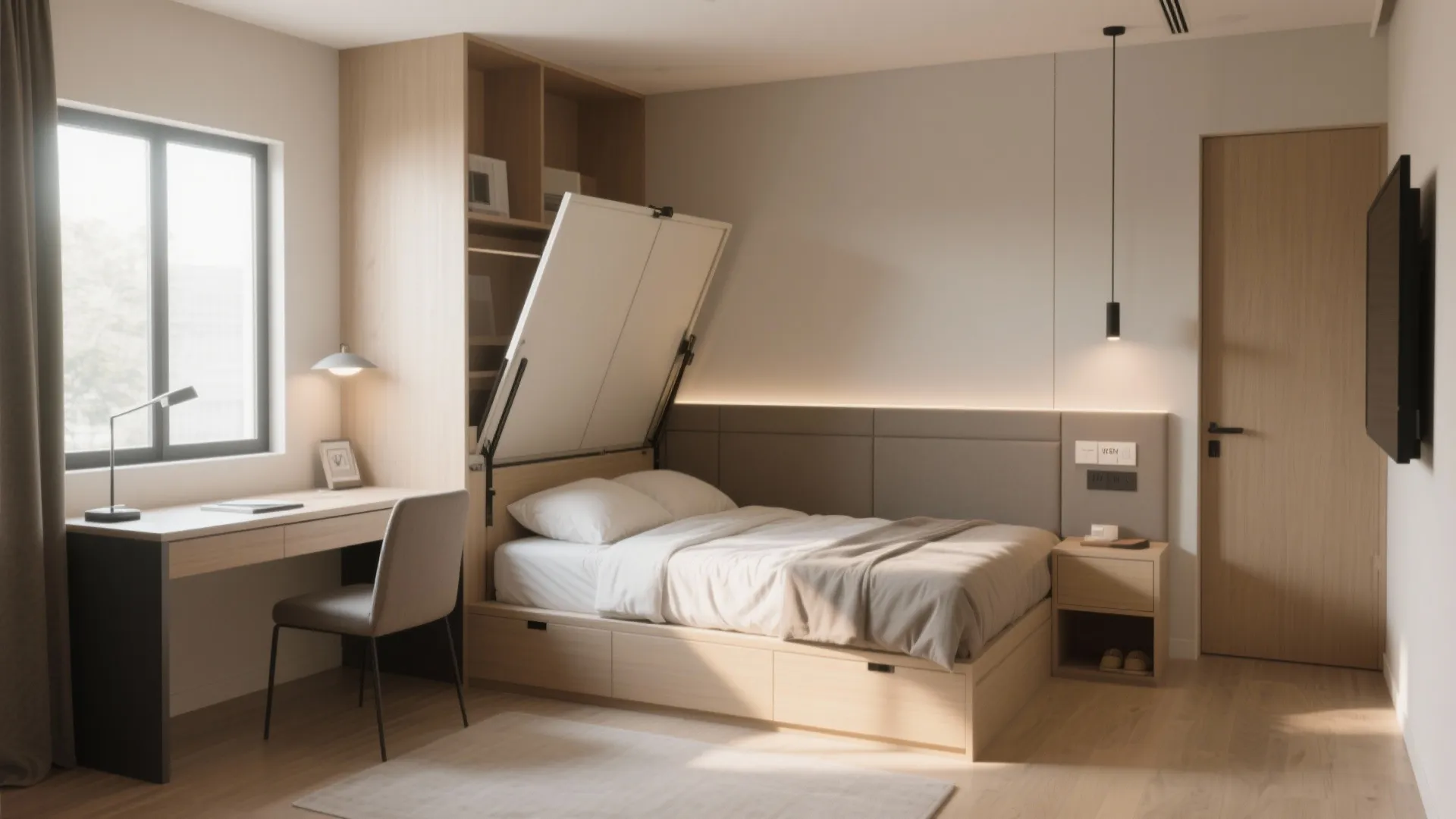 10. Murphy Bed with Integrated Desk