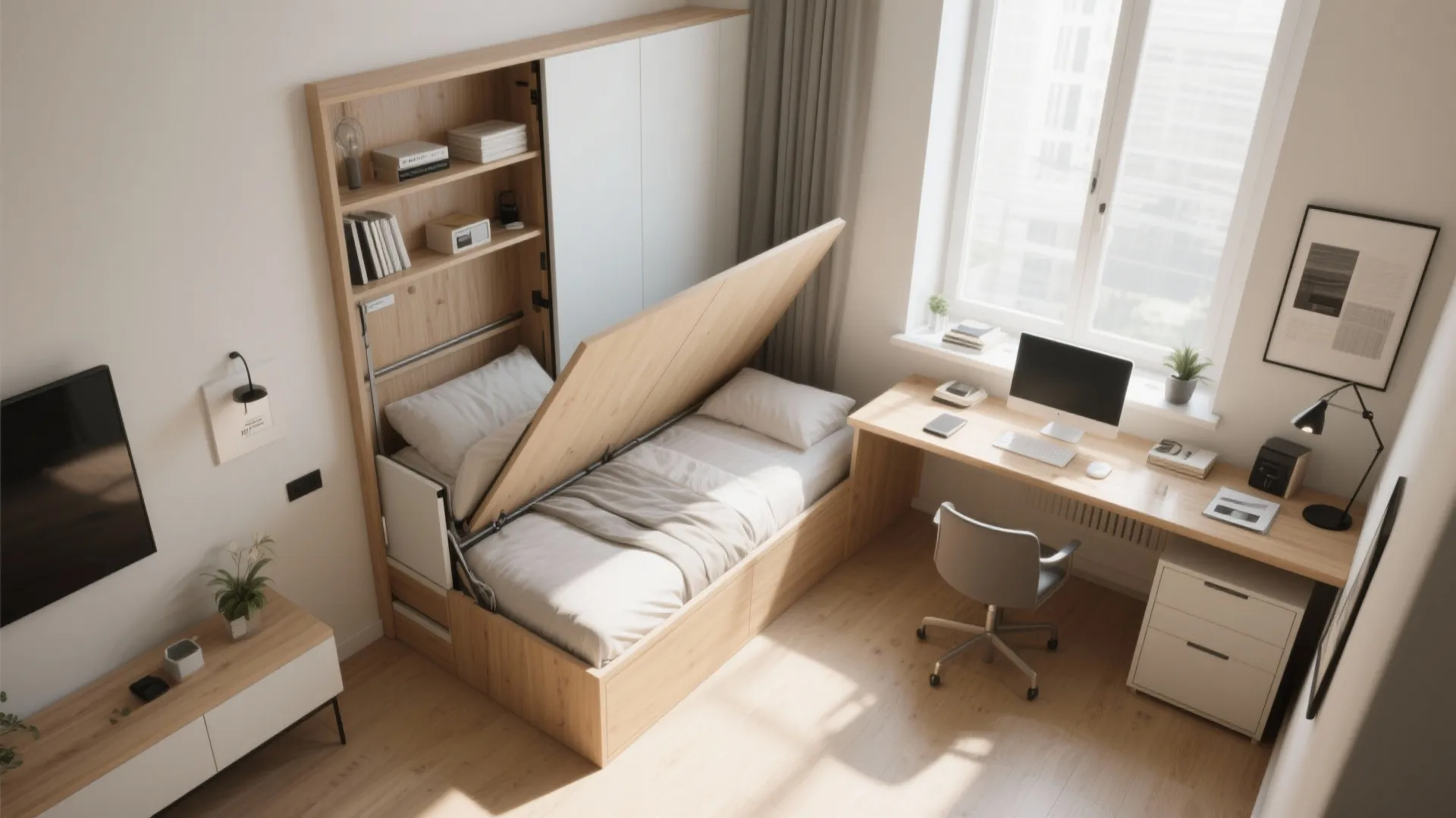 Convertible Murphy Bed Desk Combo