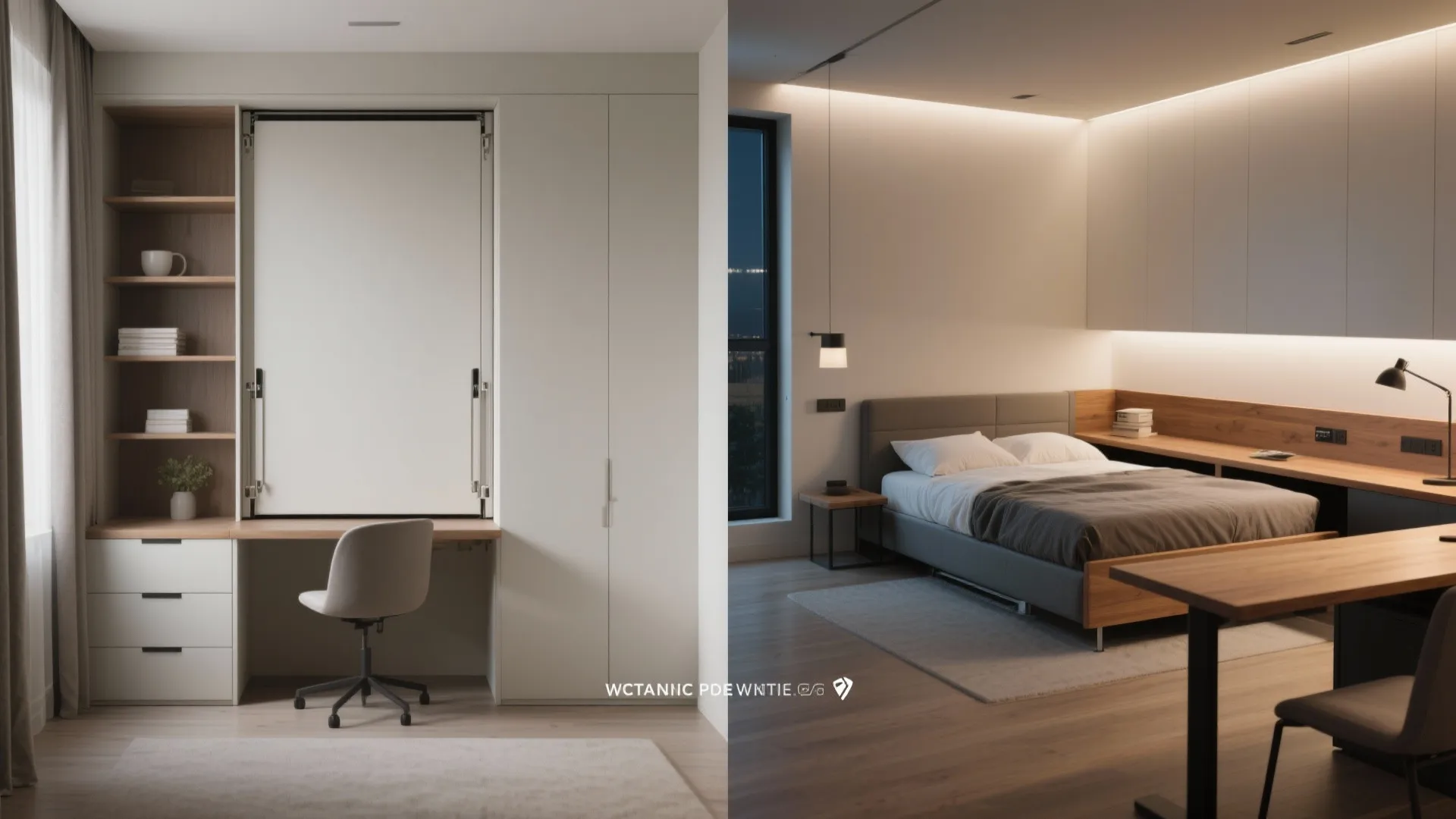 3. Murphy bed that folds into a desk or shelving