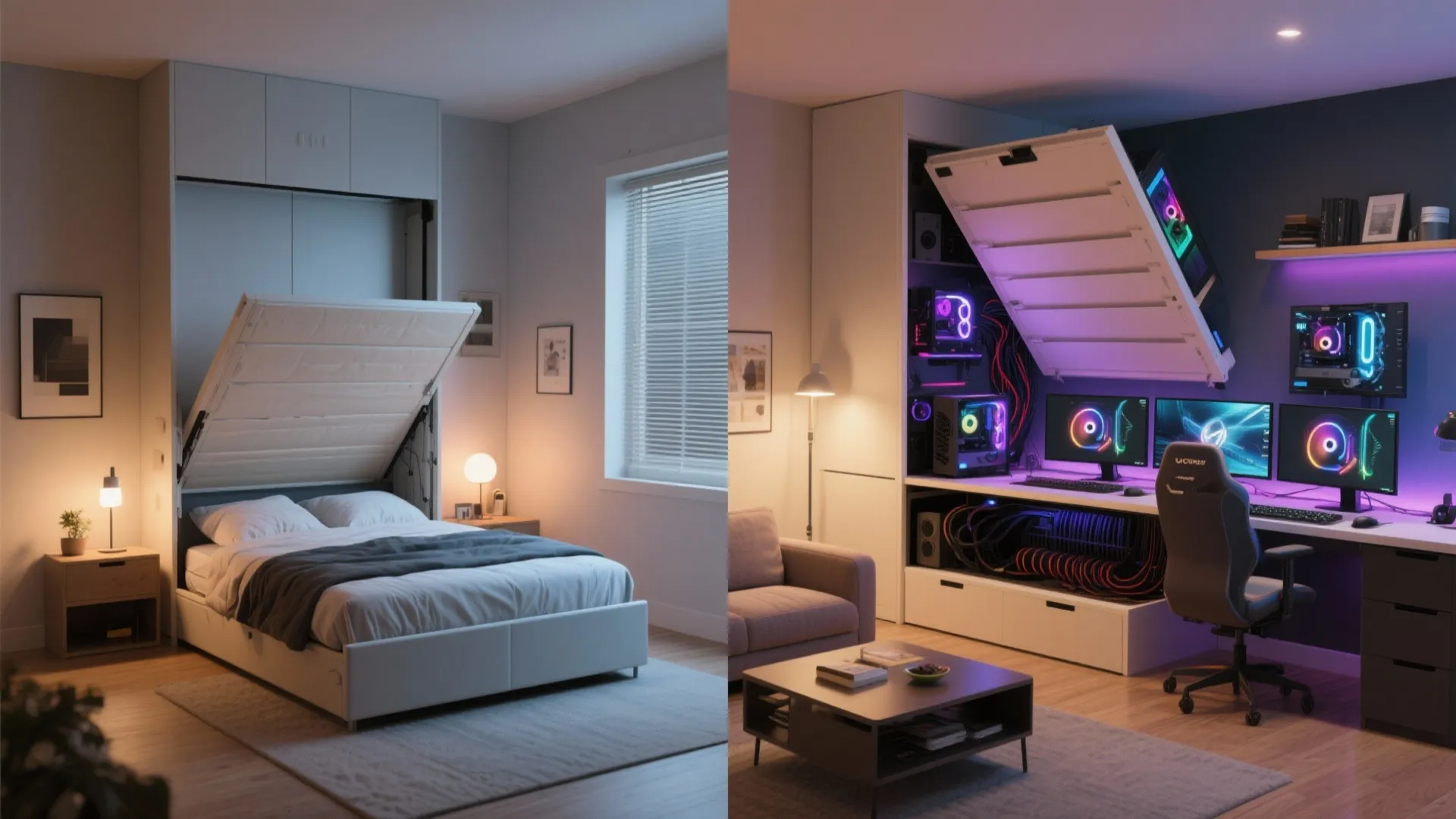 2. Murphy Bed with Gaming Setup